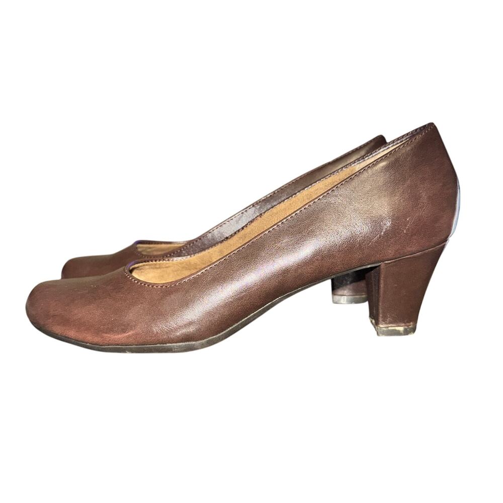A2 By Aerosoles Heels Women's Size 8 Brown Leather Pumps Comfort Shoe Heelrest